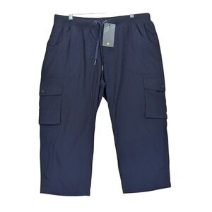 Outdoor Sports Cargo Capri Pants Navy Blue Athletic Athleisure Casual Womens XXL